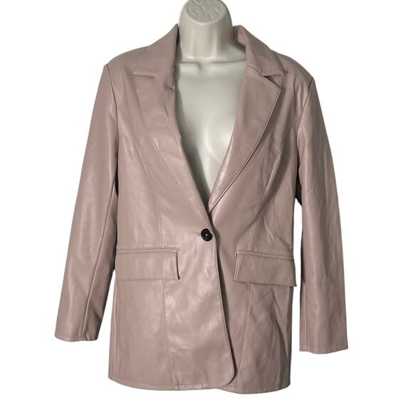 Miss Selfridge Faux Leather One Button Blazer in Mink Size 6 - Picture 3 of 14